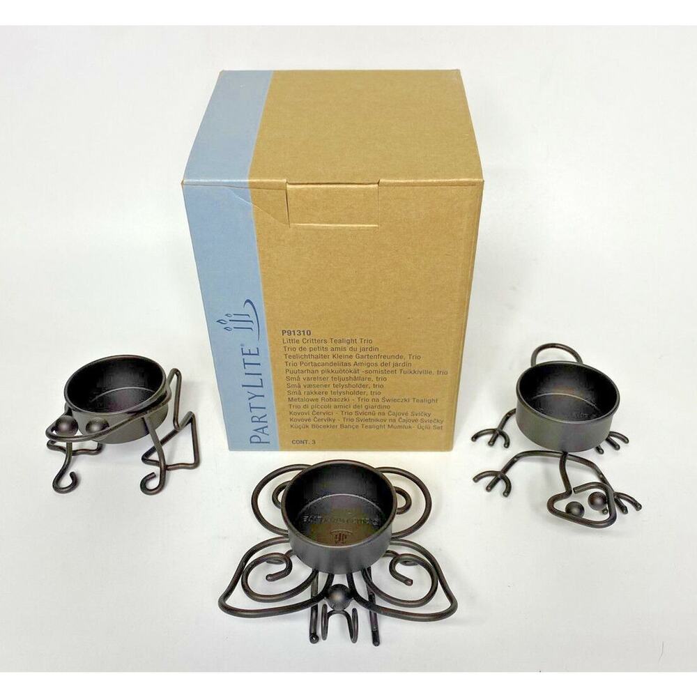 PartyLite Little Critters Tealight Candle Holder‎ Trio Retired NIB P14C/P91310